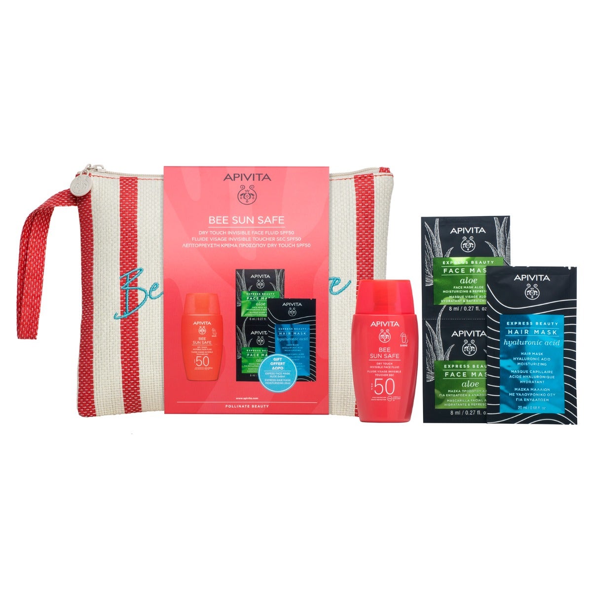 Apivita Bee Sun Safe Dry Touch Fluido Viso Invisibile SPF50 50ml + Face Mask Aloe 2x8ml + Hair Mask Hyaluronic Acid 20ml-2