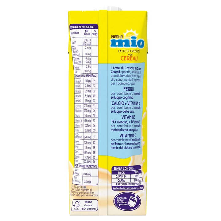 Nestlè Mio Latte Di Crescita Con Cereali Liquido Brick 500ml-6