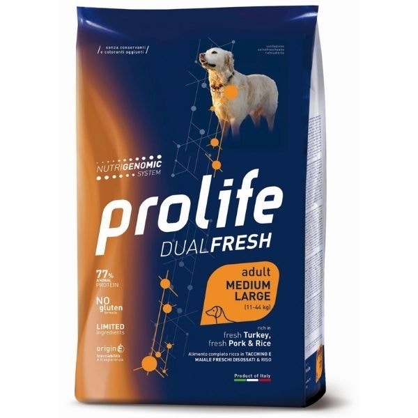 Prolife Dog Dual Fresh Adult Medium/Large Turkey Pork & Rice 2,5Kg-1