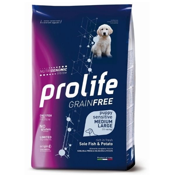 Prolife Grain Free Sensitive Sole Fish & Potato Cibo Secco Per Cani Cuccioli Taglia Media/Grande Sacco 10 kg-2