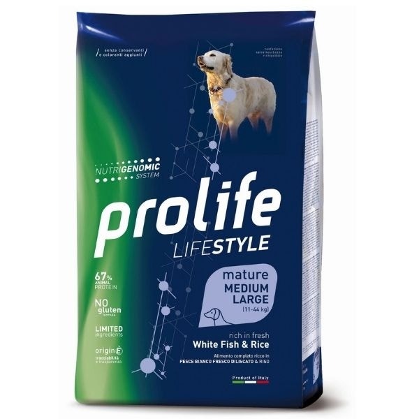 Prolife Dog Life Style Mature Medium/Large White Fish & Rice 12Kg-1