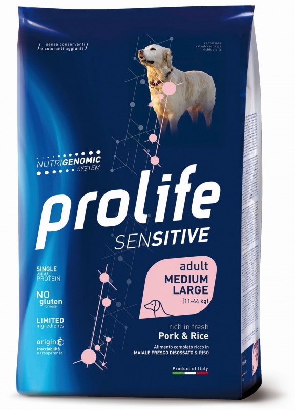 Prolife Dog Sensitive Pork & Rice Cibo Secco Per Cani Adulti Taglia Media/Grande Sacco 10 kg-1