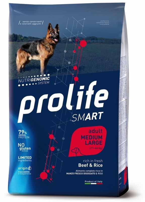 Prolife Dog Smart Beef & Rice Cibo Secco Per Cani Adulti Taglia Media/Grande Sacco 12 Kg-1