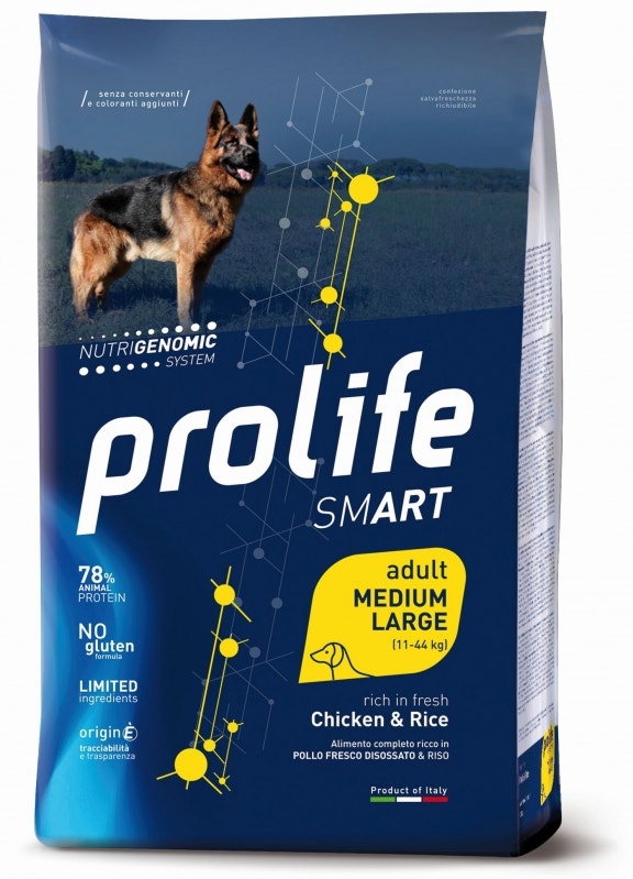 Prolife Dog Smart Chicken & Rice Cibo Secco Per Cani Adulti Taglia Media/Grande Sacco 12 Kg-1