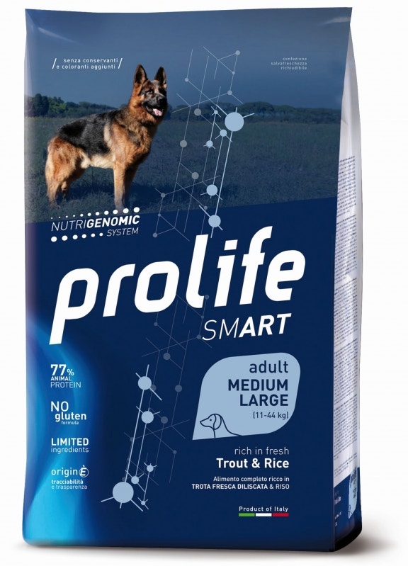 Prolife Dog Smart Trout & Rice Cibo Secco Per Cani Adulti Taglia Media/Grande Sacco 12 Kg-1