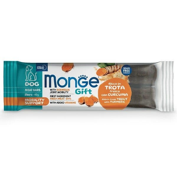 Monge Meat Bars Mobility Support Barretta Per Cani Adulti Trota Fresca Con Curcuma 40g-1