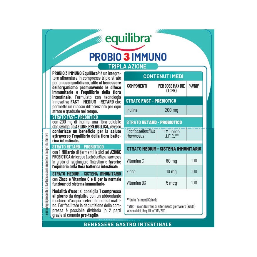 Equilibra Probio 3 -immuno 30 Compresse Triplostrato-3