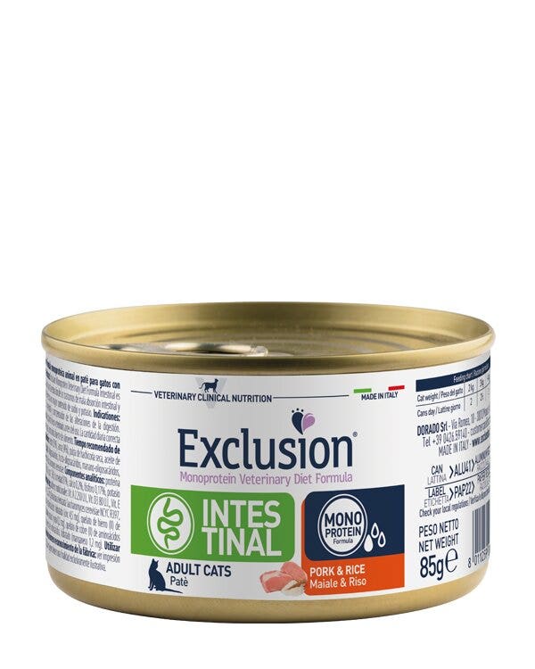 Exclusion Monoprotein Vet Diet Intestinal Cat Pork & Rice 85g-1