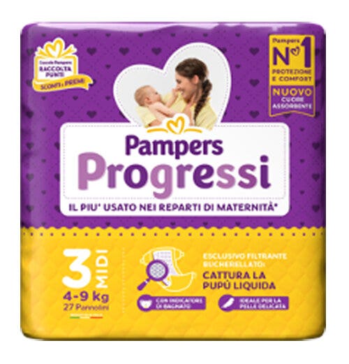 Pampers Progressi Taglia 3 Midi (4-9 kg) 27 Pezzi-1