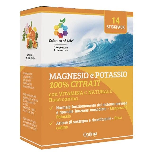 Colours Of Life Magnesio E Potassio 100% Citrati Con  Vitamina C Naturale 14 Stickpack-1