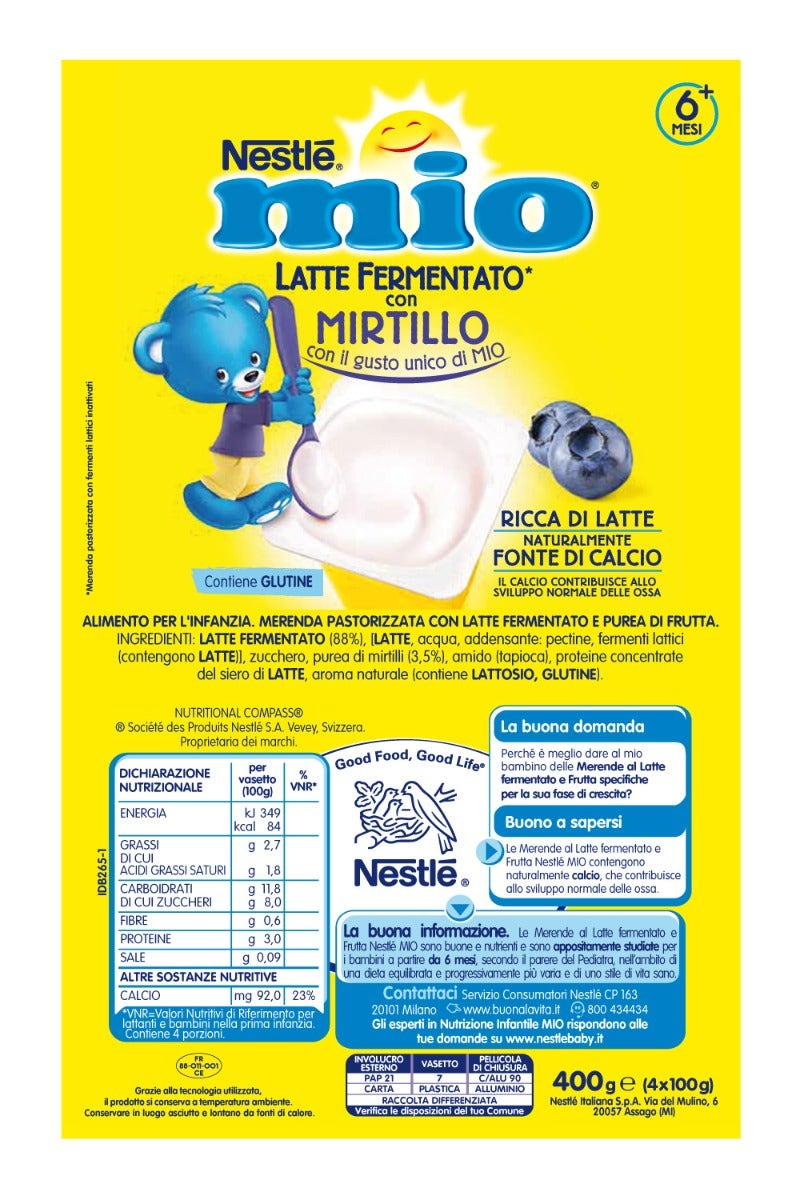 Nestlè Mio Merenda Latte Fermentato Mirtillo 4 Vasetti Da 100g-4