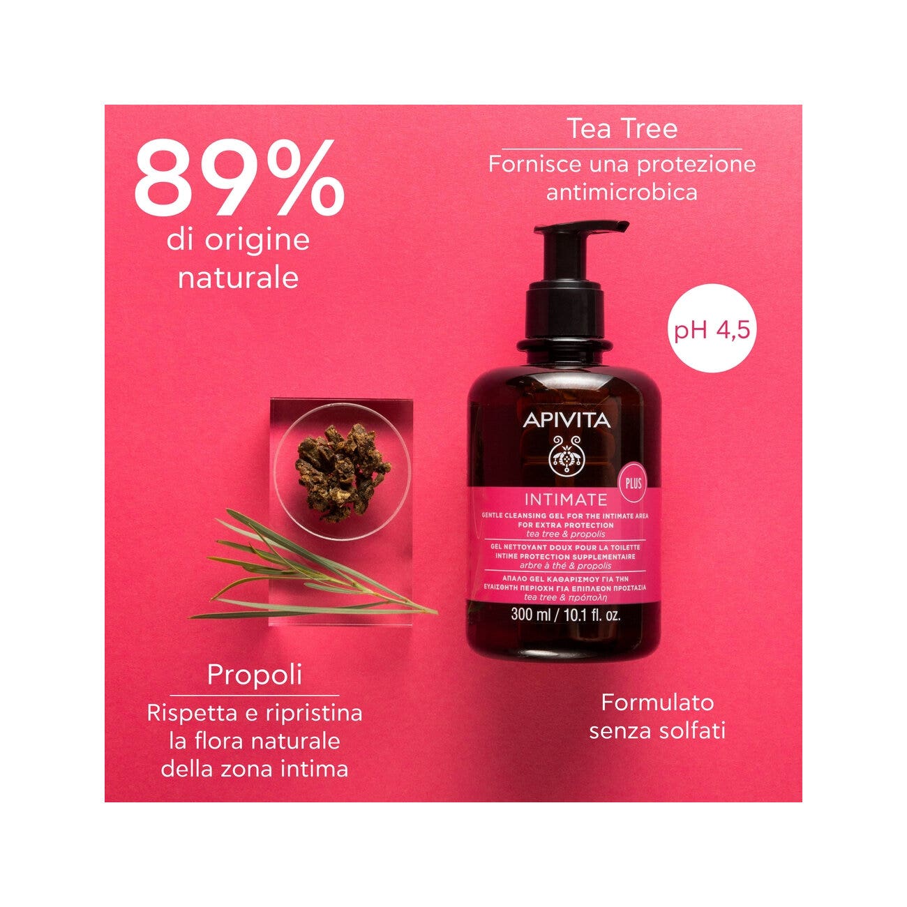 Apivita Intimate Plus Gel Detergente Intimo Extra Protezione 300ml-4
