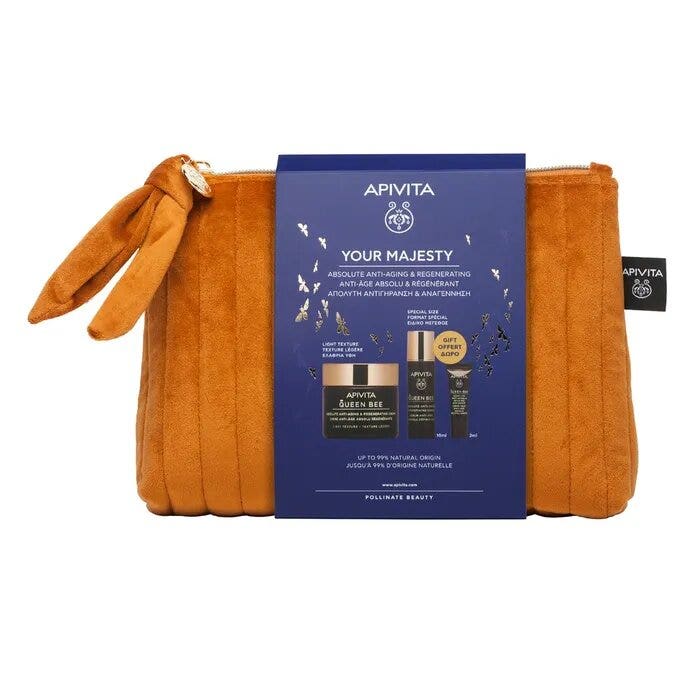 Apivita Cofanetto Queen Bee Crema Anti-età Assoluta Texture Leggera+Siero Anti-età Assoluto 10ml+Contorno Occhi 2ml-4