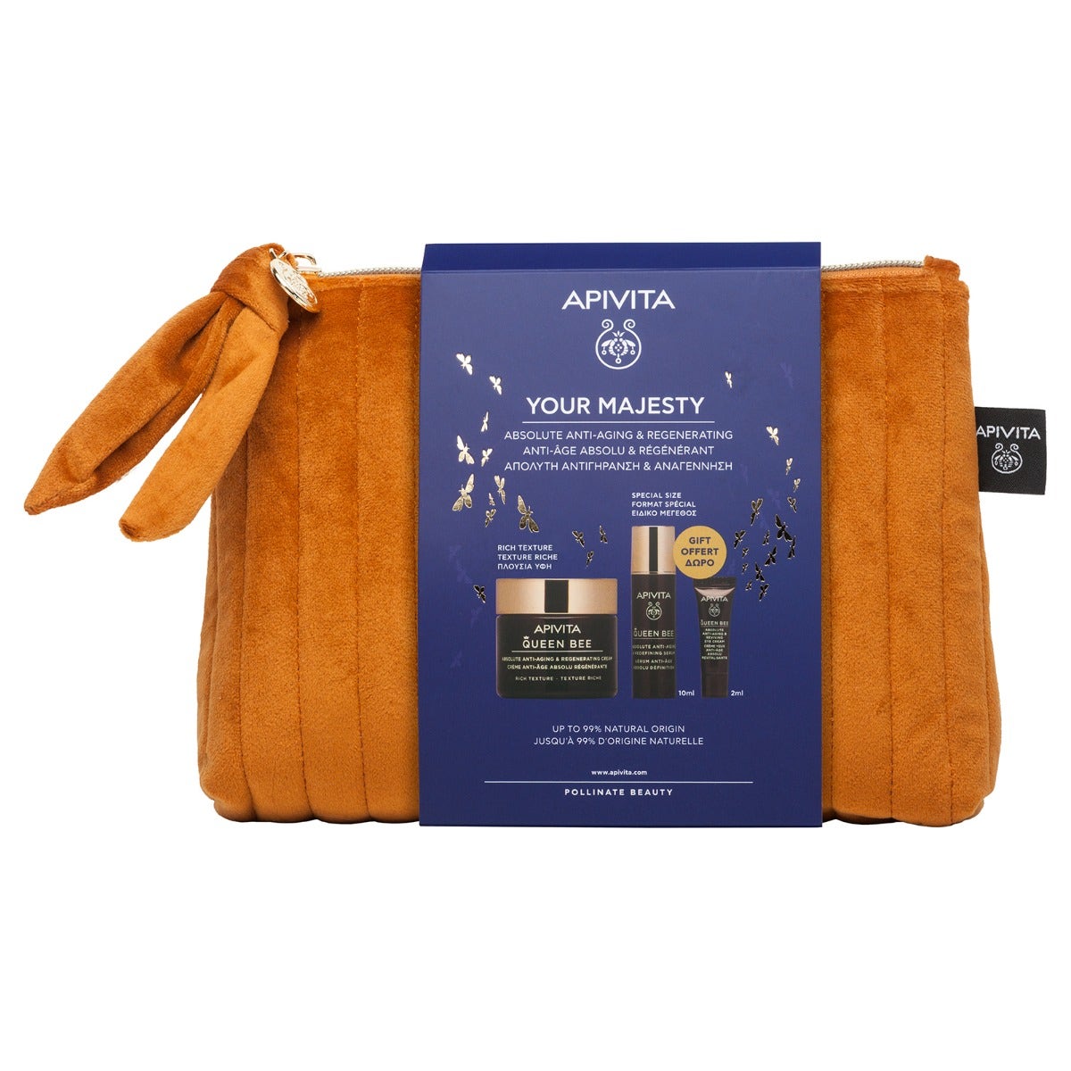 Apivita Cofanetto Queen Bee Crema Anti-età Assoluta Texture Ricca+Siero Anti-età Assoluto 10ml+Contorno Occhi 2ml-2