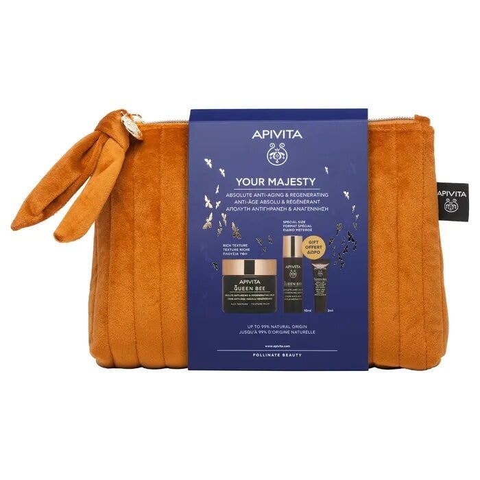 Apivita Cofanetto Queen Bee Crema Anti-età Assoluta Texture Ricca+Siero Anti-età Assoluto 10ml+Contorno Occhi 2ml-4
