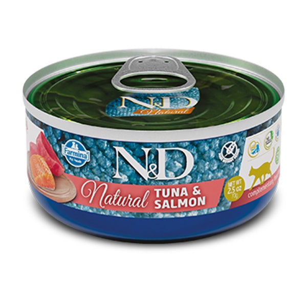 Farmina Natural & Delicious Natural Tonno & Salmone per Gatti 140g-1