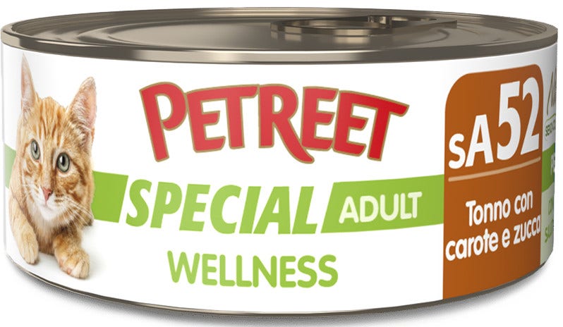 Petreet Wellness Tonno Con Carote Zucca Cibo Umido Gatto Adulto Barattolo 70g-1