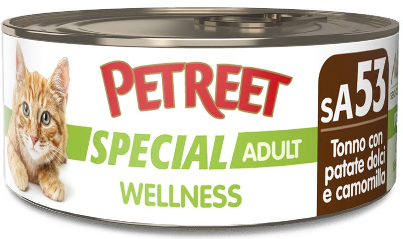 Petreet Wellness Tonno Con Patate Camomilla Cibo Umido Gatto Adulto Barattolo 70g-1