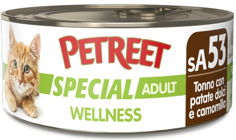 Petreet Wellness Tonno Con Patate Camomilla Cibo Umido Gatto Adulto Barattolo 70g-2