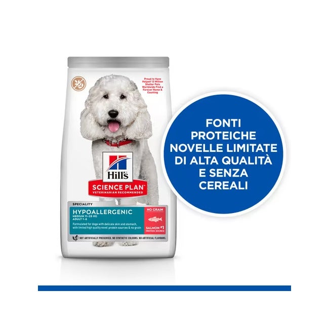 Hill's Science Plan Hypoallergenic Adult Crocchette al Salmone Per Cani Taglia Media Sacco 2,5 kg-3