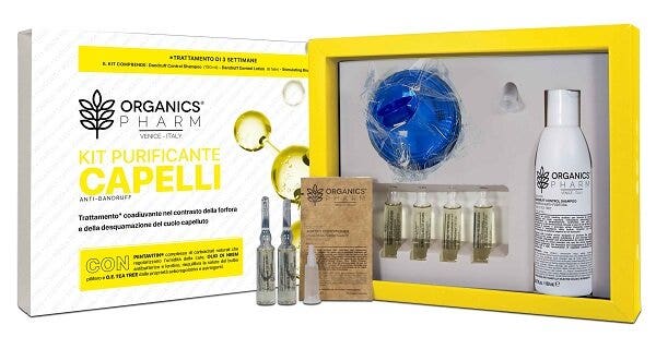 Organics Pharm Kit Purificante Capelli Lozione 6 Fiale + Shampoo 150ml + Spazzola-1