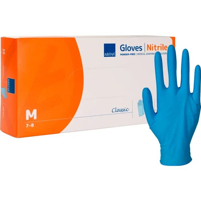 Abena Guanto Nitrile Senza Polvere Blu Taglia M 100 Pezzi-3