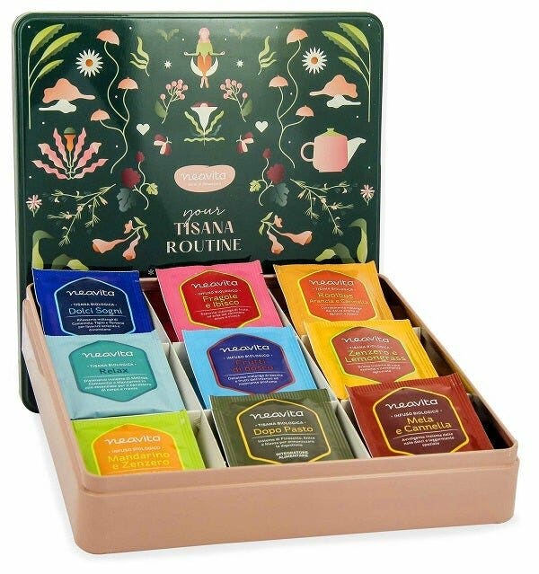 Neavita Cofanetto Tisana Routine In Latta Verde Con 36 Filtri Bio Assortiti-2
