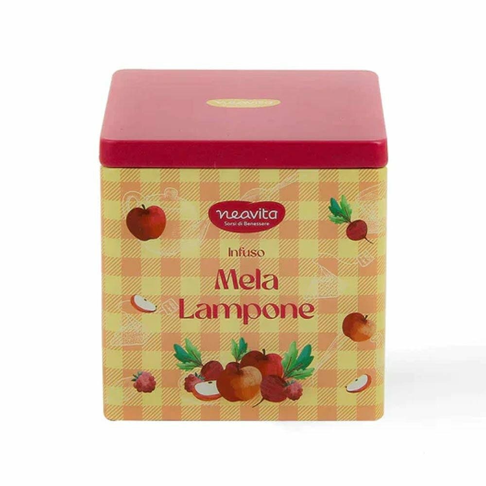 Neavita Infuso Mela E Lampone Bio 10 Filtroscrigno In Square Tin Happy Fruits Giallo-2