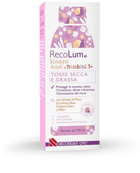 RecoLum Sciroppo Tosse Secca e Grassa 150ml Adulti e Bambini 3+-1