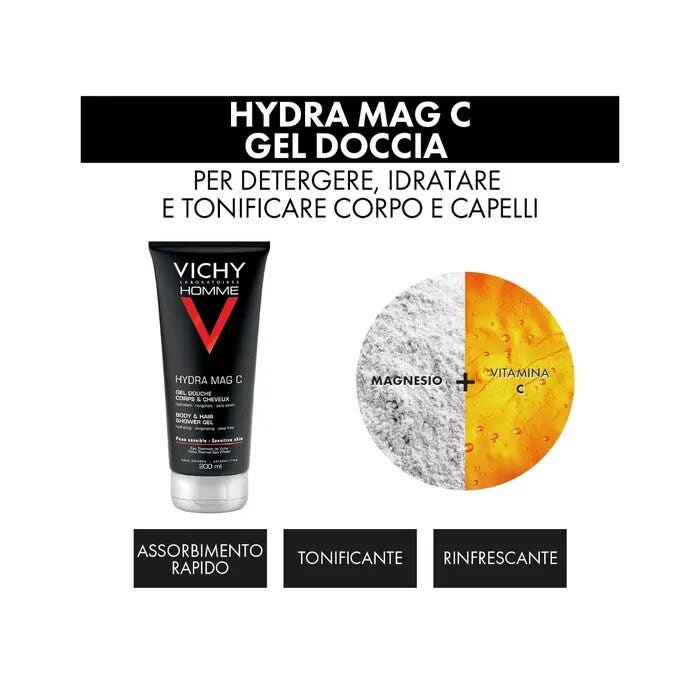 Vichy Cofanetto Regalo Natale Uomo Hydra Mag C Gel Doccia 200ml + Sensi Shave Schiuma da Barba 20ml-10