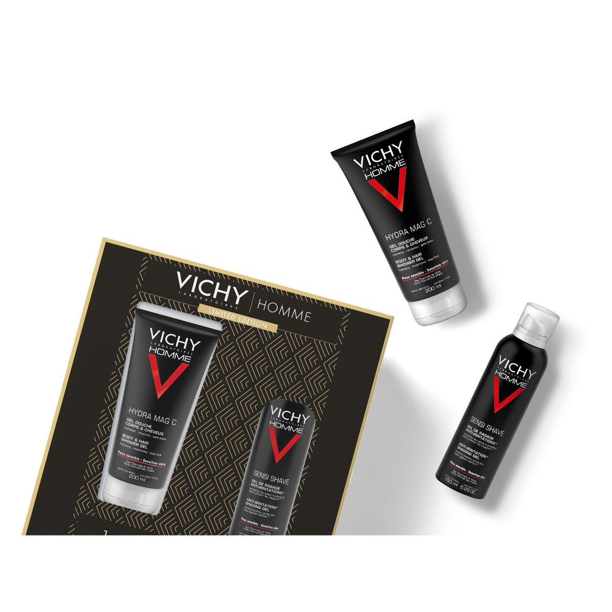 Vichy Cofanetto Regalo Natale Uomo Hydra Mag C Gel Doccia 200ml + Sensi Shave Schiuma da Barba 20ml-6
