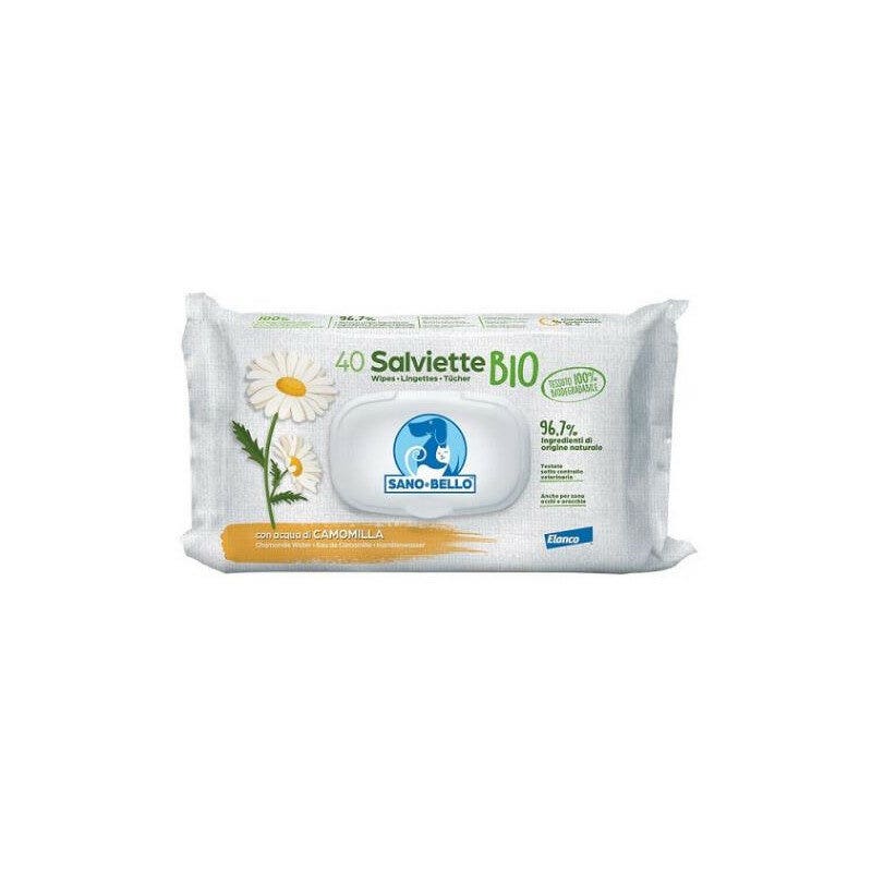 Elanco Sano & Bello Salviette Detergenti Bio Alla Camomilla Per Cani E Gatti 40 Pezzi-1