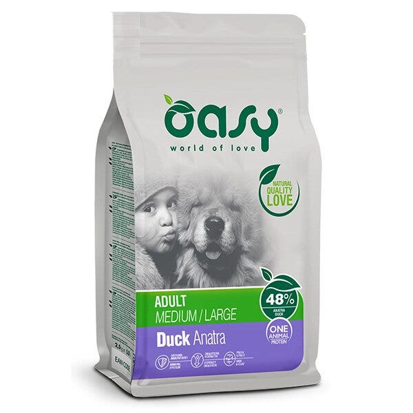 Oasy One Animal Protein Adult Medium & Large con Anatra Per Cani Adulti 2.5kg-1