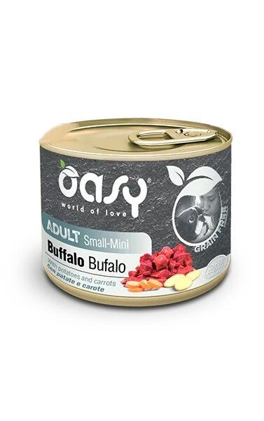 Oasy Grain Free Cibo Umido Bufalo Per Cani Adulti Taglia Piccola/Molto Piccola 200g-1