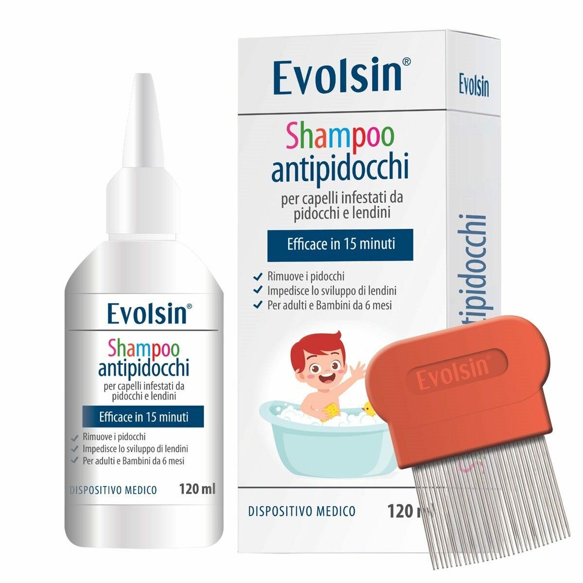 Evolsin Shampoo Pidocchi Con Pettine 120ml-1