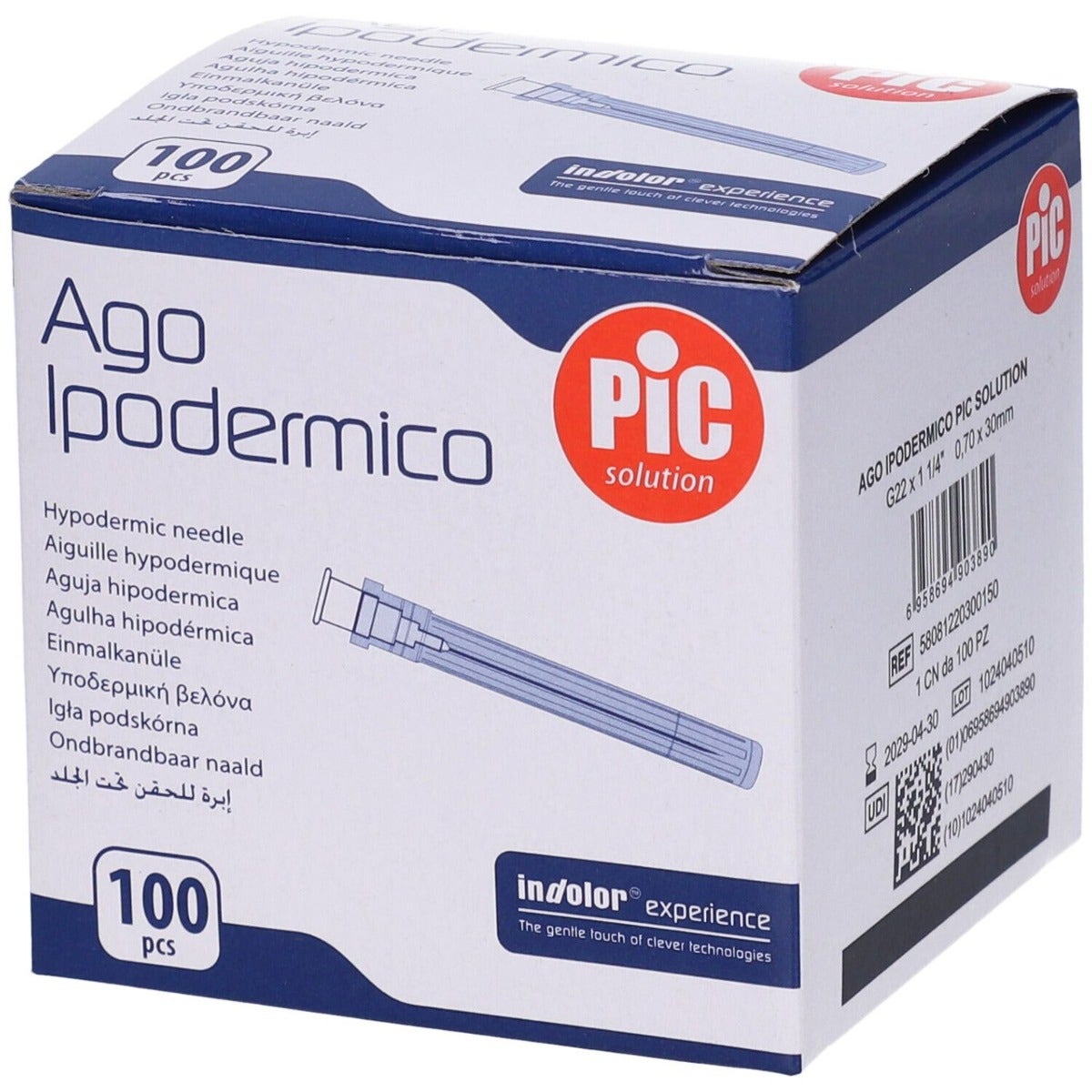Ago Ipodermico Pic Gauge 22 1 1/4 100 Pezzi-1