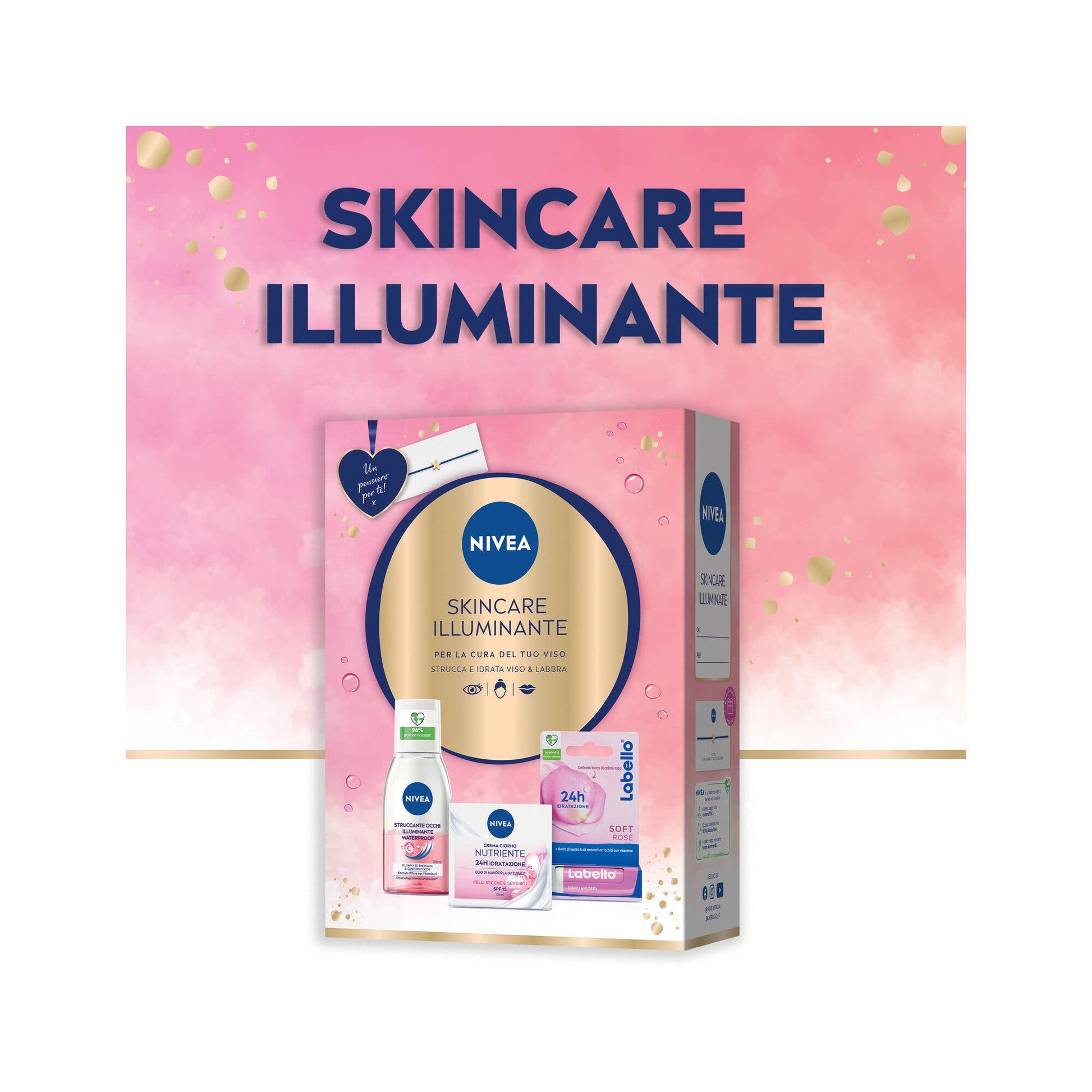 Nivea Skincare Illuminante Cofanetto Crema Viso 50ml Struccante Occhi 125ml Balsamo Labbra 4.8g-2