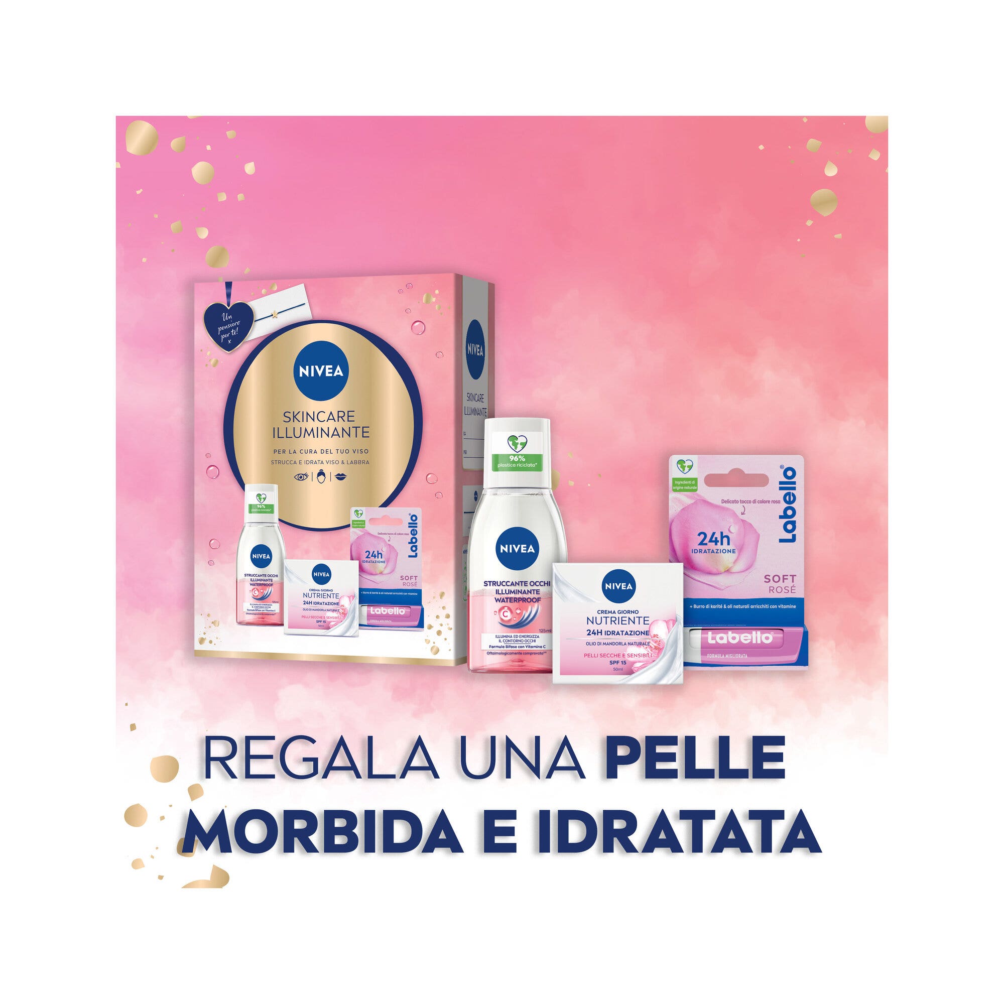 Nivea Skincare Illuminante Cofanetto Crema Viso 50ml Struccante Occhi 125ml Balsamo Labbra 4.8g-3
