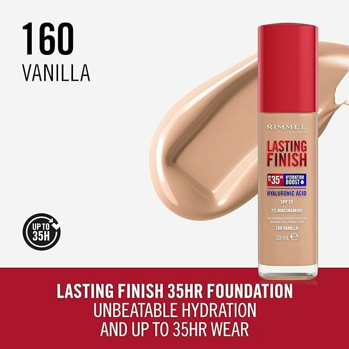 Rimmel Fondotinta Lasting Finish 35h Con Acido Ialuronico 160 Vanilla 30ml-3