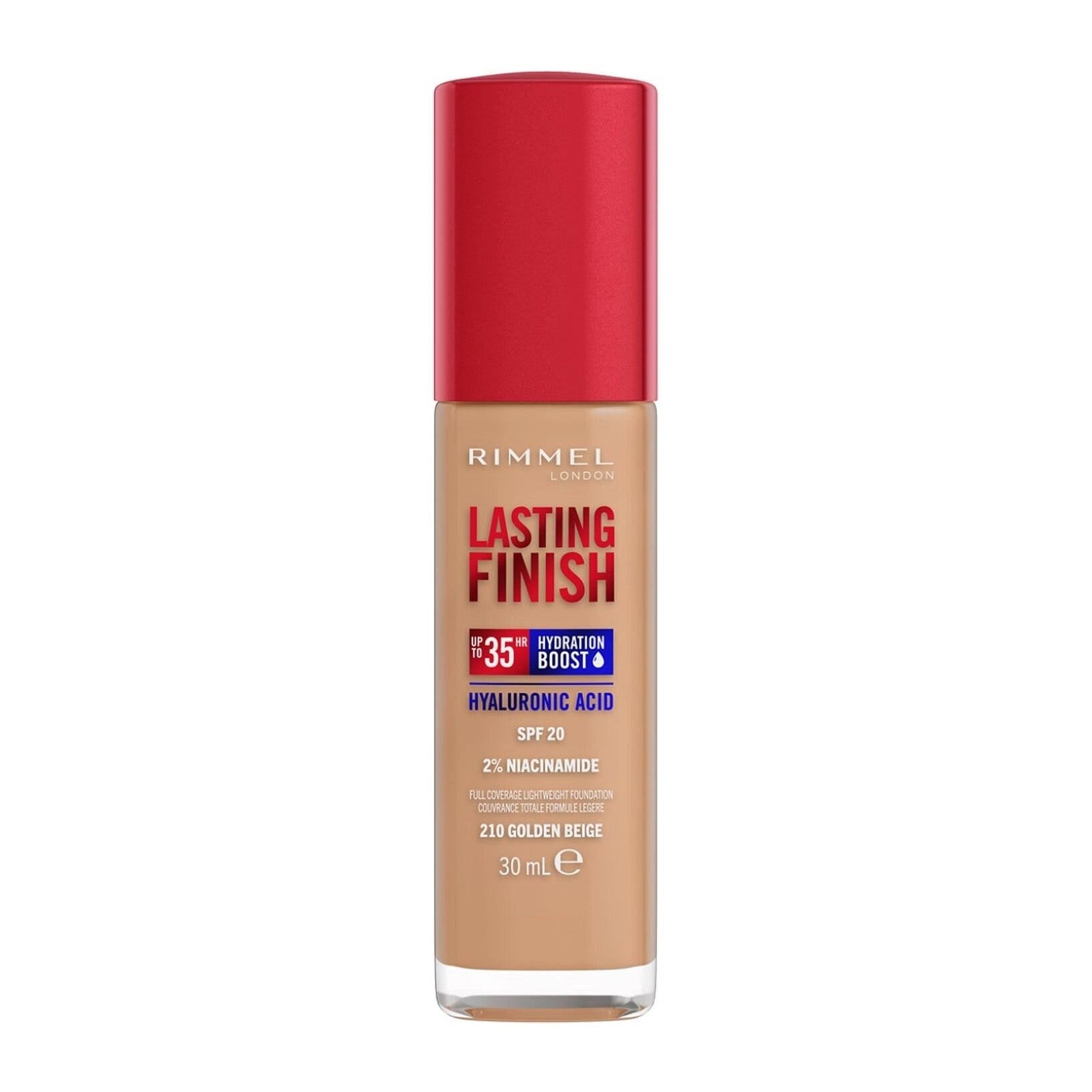 Rimmel Fondotinta Lasting Finish 35h Con Acido Ialuronico 210 Golden Beige 30ml-1
