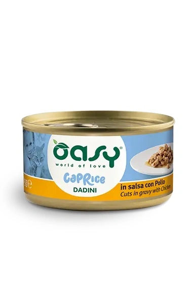 Oasy Wet Cat Caprice Dadini con Pollo Lattina 85 g