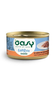 Oasy Wet Cat Caprice Dadini con Salmone e Pollo Lattina 85 g
