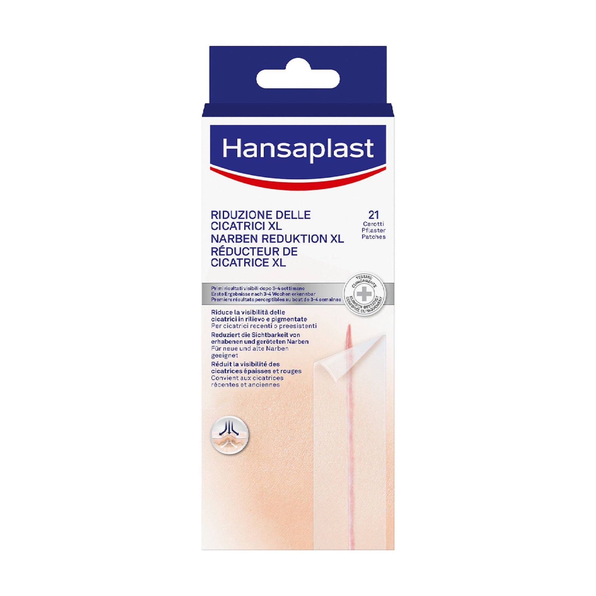 Hansaplast Cerotti Riduzione Delle Cicatrici XL 21 Pezzi Da 3x14,6 Cm Cerotti Cicatrici Grandi-4