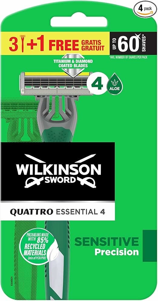 Wilkinson Quattro Essential 4 Sensitive Precision Rasoio a 4 Lame x3+1Pz-1