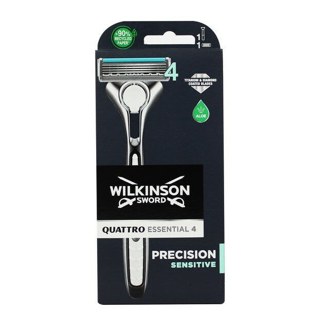 Wilkinson Rasoio Quattro Essential 4 Precision Sensitive 4 Lame Manico + 1 Ricambio-1