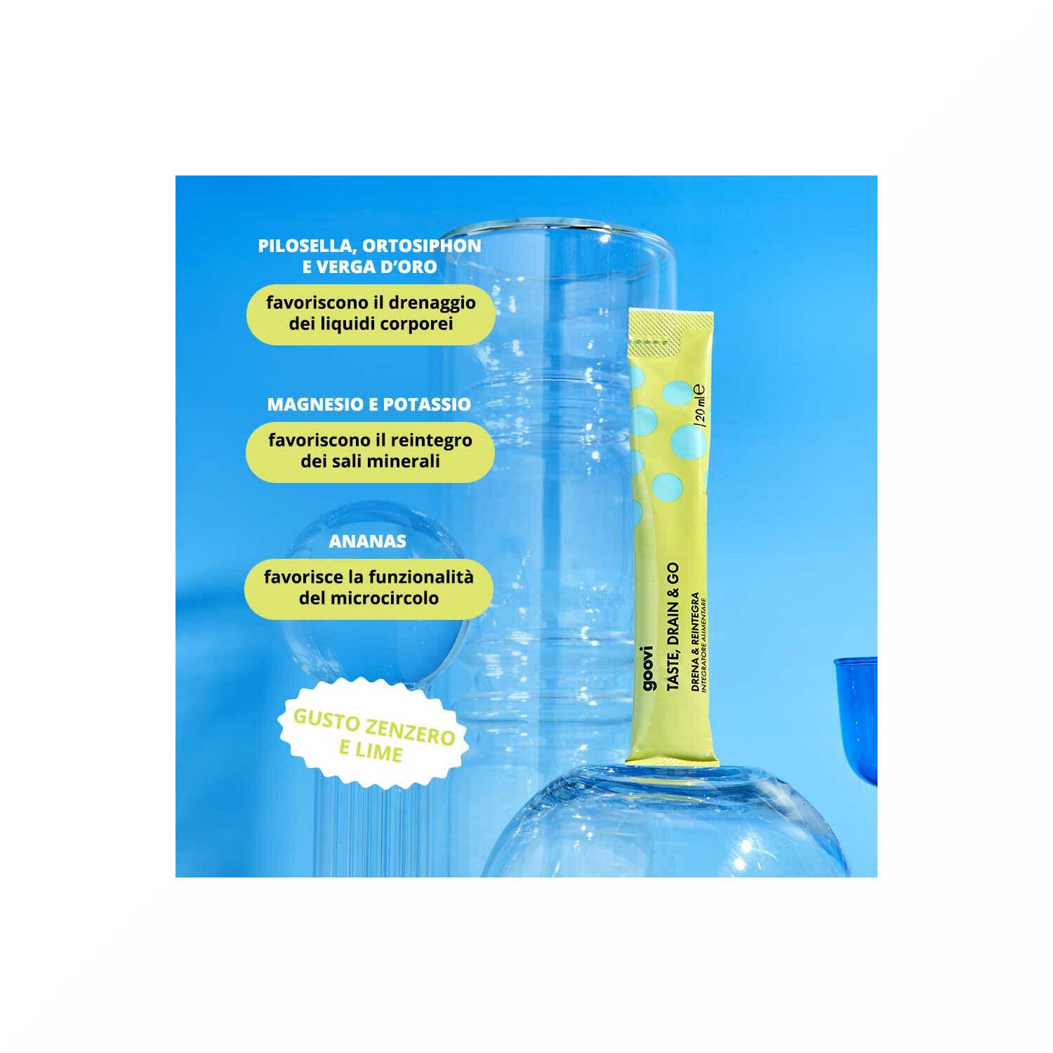 Goovi Taste Drain & Go Drenante Zenzero e Lime 24 Stick-4