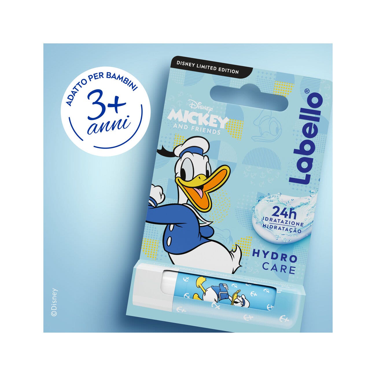 Labello Hydro Care Disney Limited Edition Donald Duck Burrocacao Labbra Idratante Con Spf15 4,8g-3