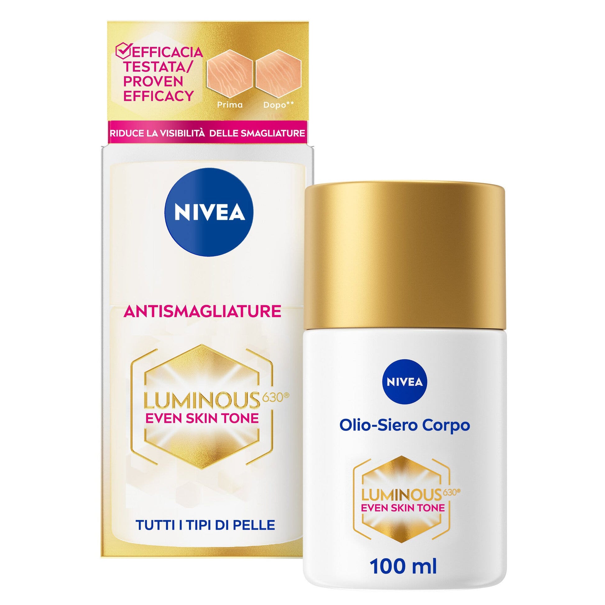 Nivea Luminous630 Olio-siero Corpo Antismagliature 100 ml Olio Per La Cura Corpo Antismagliature-2