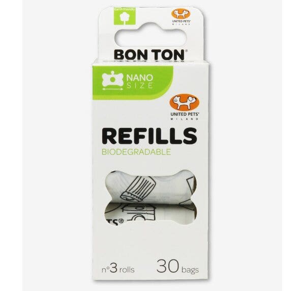 United Pets Refill Bon Ton Nano 3 Ricariche Sacchettini Biodegradabili Bianchi-2