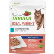 Natural Trainer Gatto Ideal Weight Adult con Merluzzo Bocconcini in Salsa 85g-1